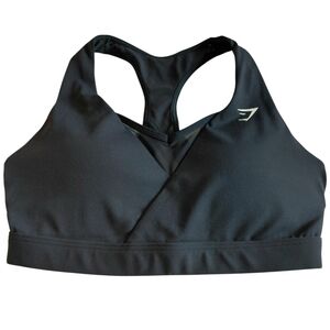 Gymshark Black Racerback Sports Bra W/Sheer Details Size XS